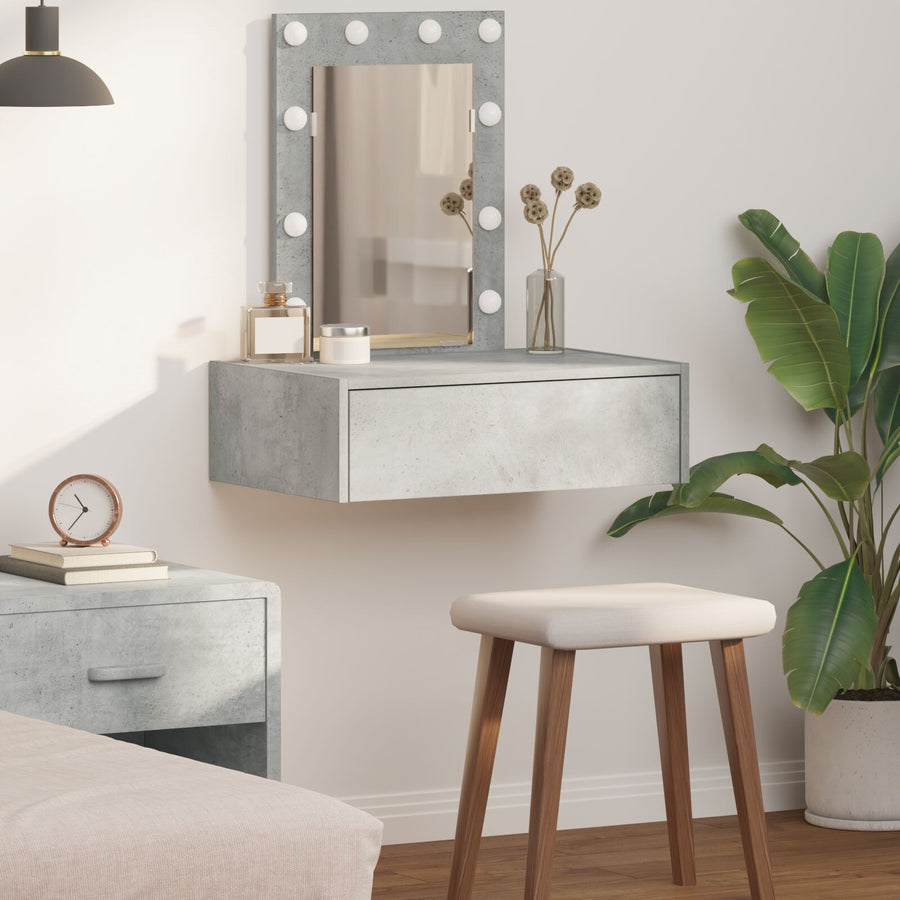 Wandkaptafel -Verlichting - 60 x 40 x 70 cm Beton grijs met LED