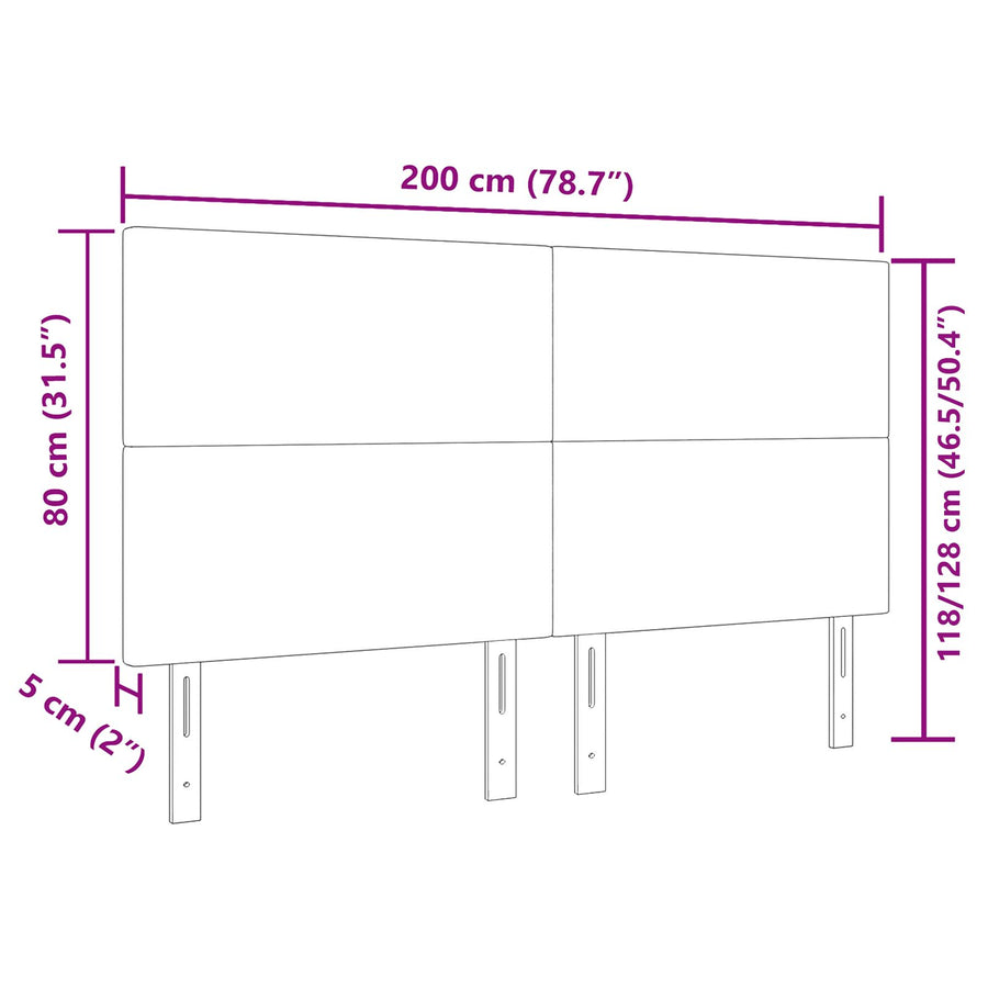Hoofdbord Effen Ontwerp Korte Stof Donkergrijs 200 cm Hoog hoofdbord