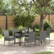 Tuinstoel set 6 stuks poly riet grijs