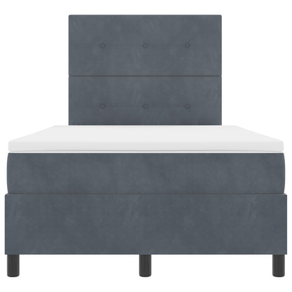 Boxspring Bed Met Matras Donkergrijs 120X200 Cm Fluweel Blauw