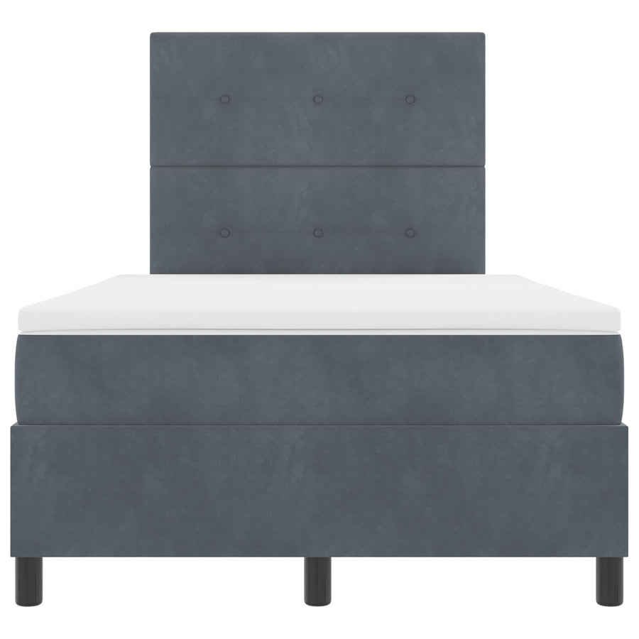 Boxspring Bed Met Matras Donkergrijs 120X200 Cm Fluweel Blauw