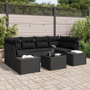 Loungeset 7-zits polyrattan zwart