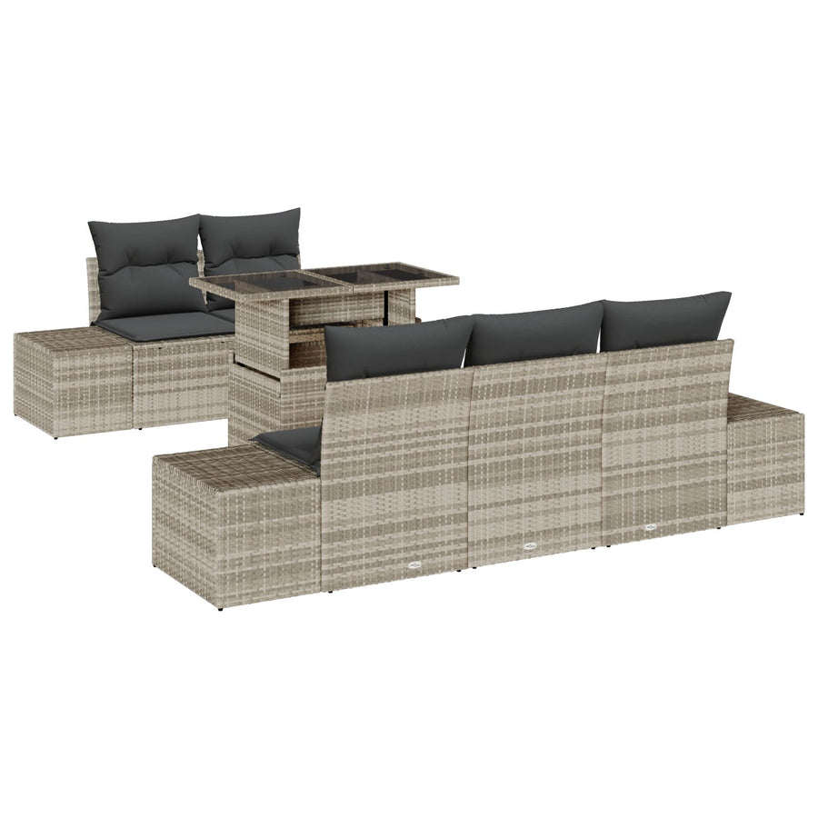 Tuin Sofa Set Set Van 6 Beige Rattan En Polyester Tuin Sofa Set