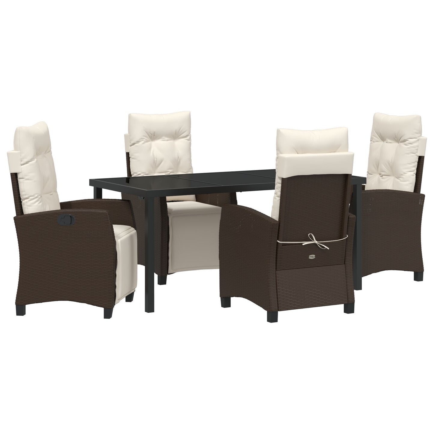 5-Delige Tuin Eetset Bruin Poly Rattan