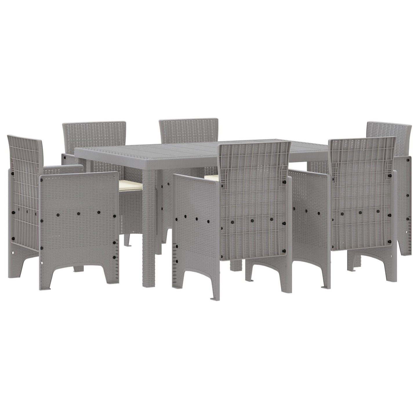 7-Delige Tuindining Set Met Kussens Licht Grijs Poly Rattan