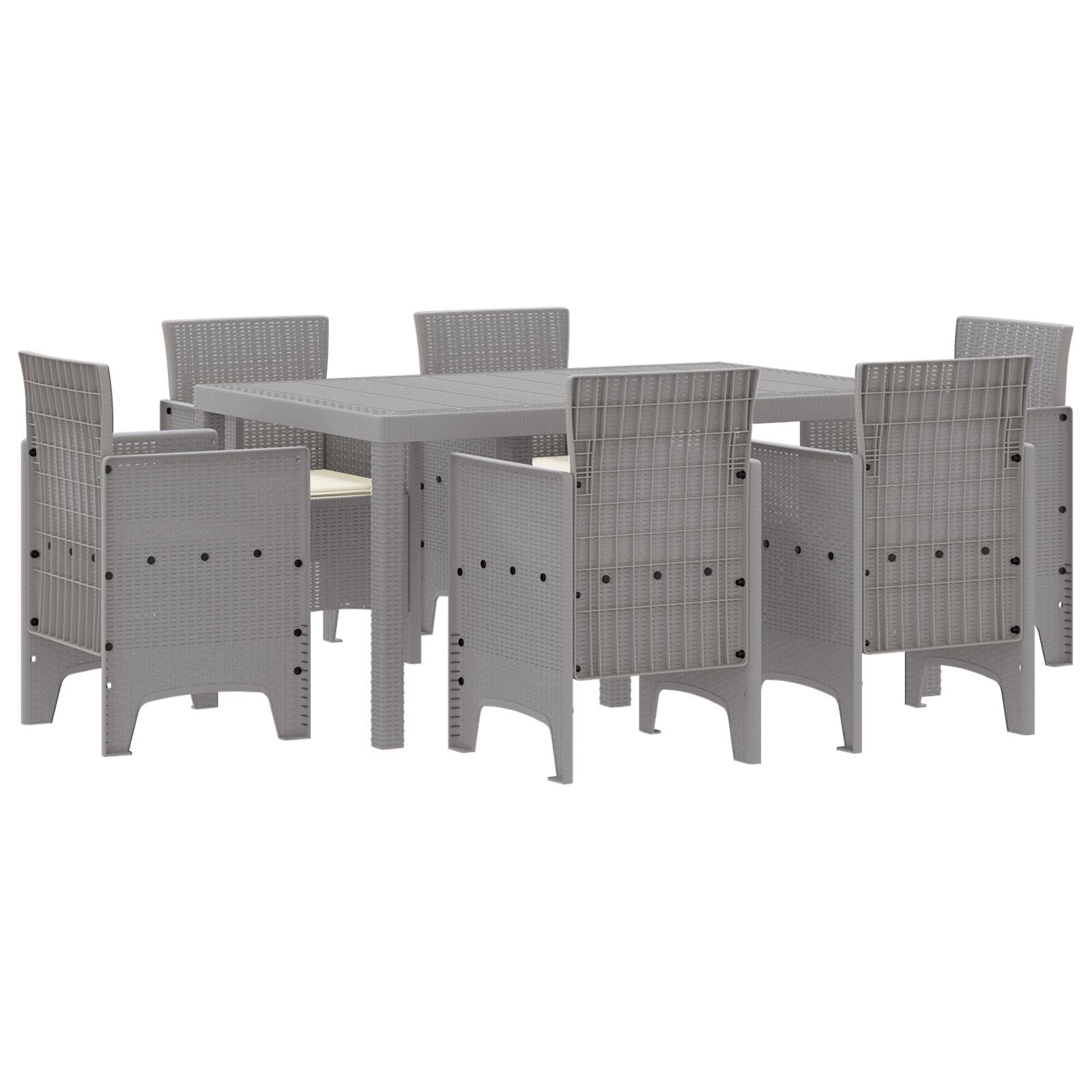 7-Delige Tuindining Set Met Kussens Licht Grijs Poly Rattan