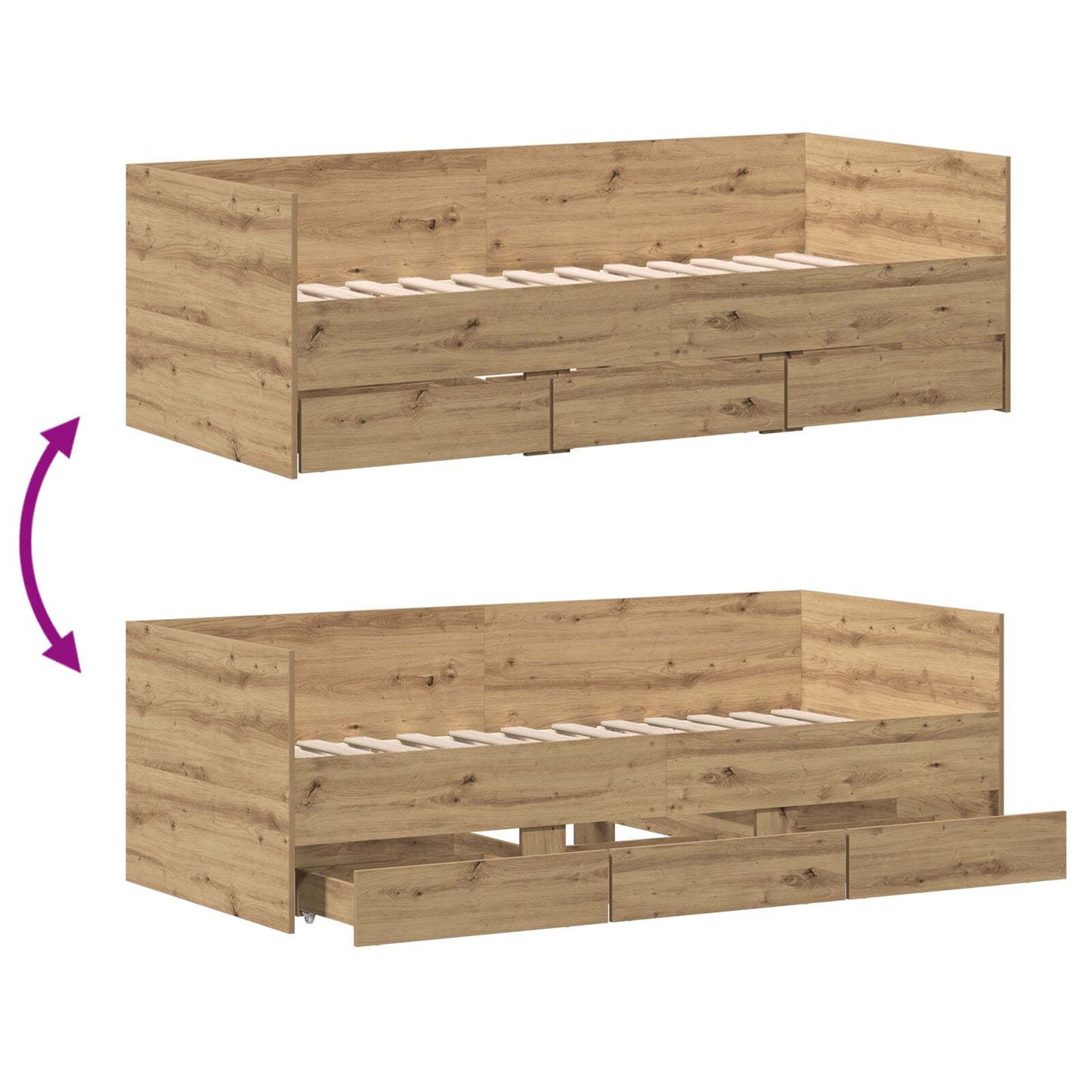 Logeerbed Artisan Eiken Bewerkt Hout 90 X 200 Cm Duurzaam