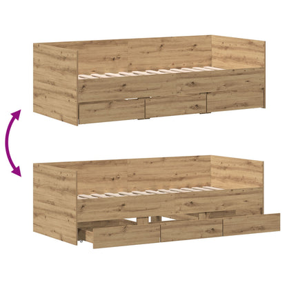 Logeerbed Artisan Eiken Bewerkt Hout 90 X 200 Cm Duurzaam