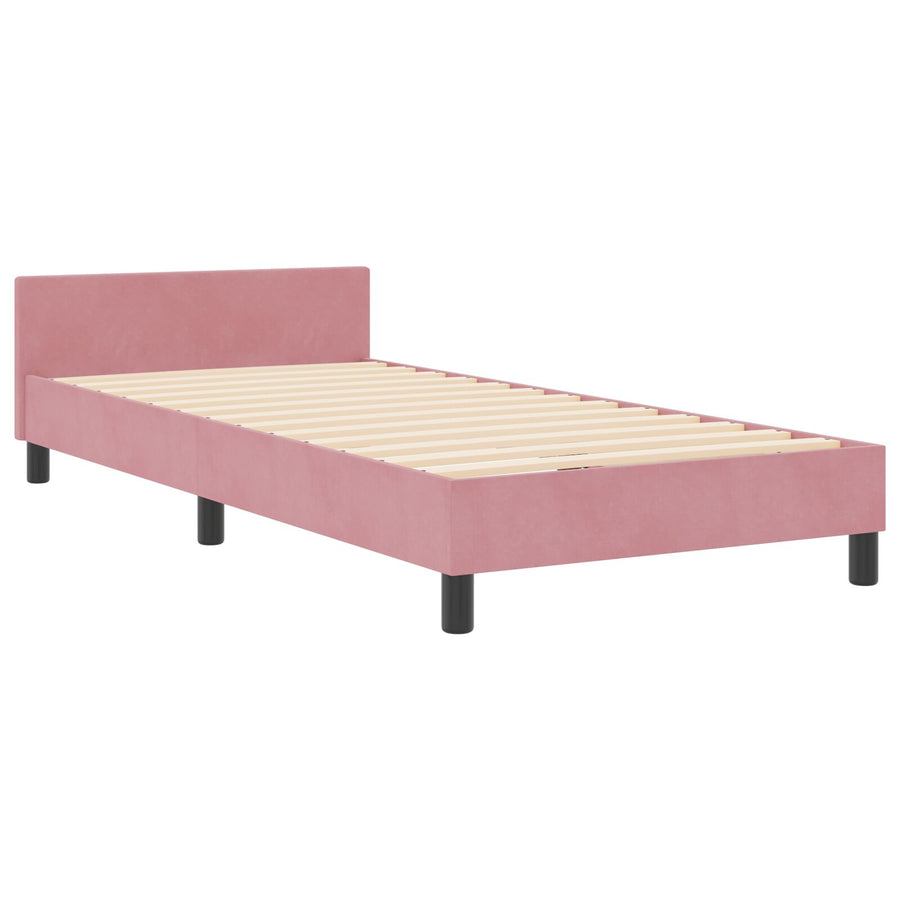 Bedframe Roze 100X200 Cm Fluweel Crème
