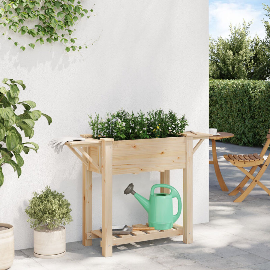Tuinplanter Met Planken 111X37X76 Cm Massief Vurenhout 111 x 37 x 76.5 cm