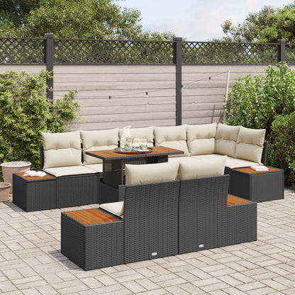 Tuin Sofa Set Set Van 9 Beige Rattan, Stof, Metaal Tuin Eetset