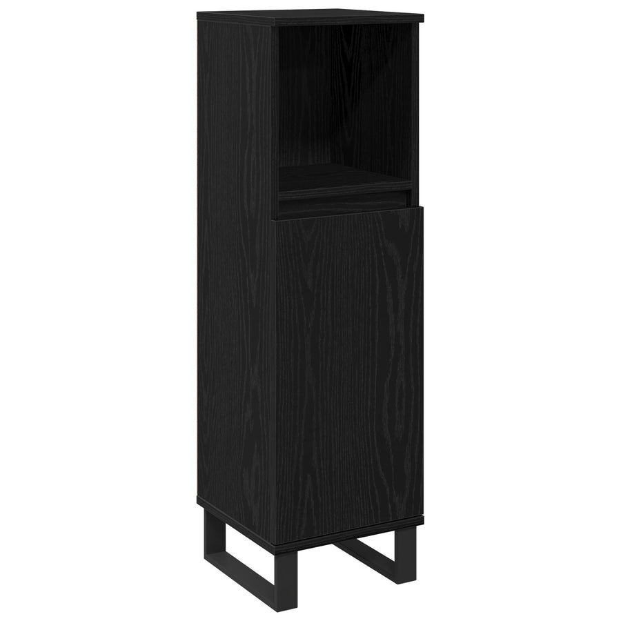 Badkamerkast 30X30X100 Cm Gelaagd Hout Zwart eiken