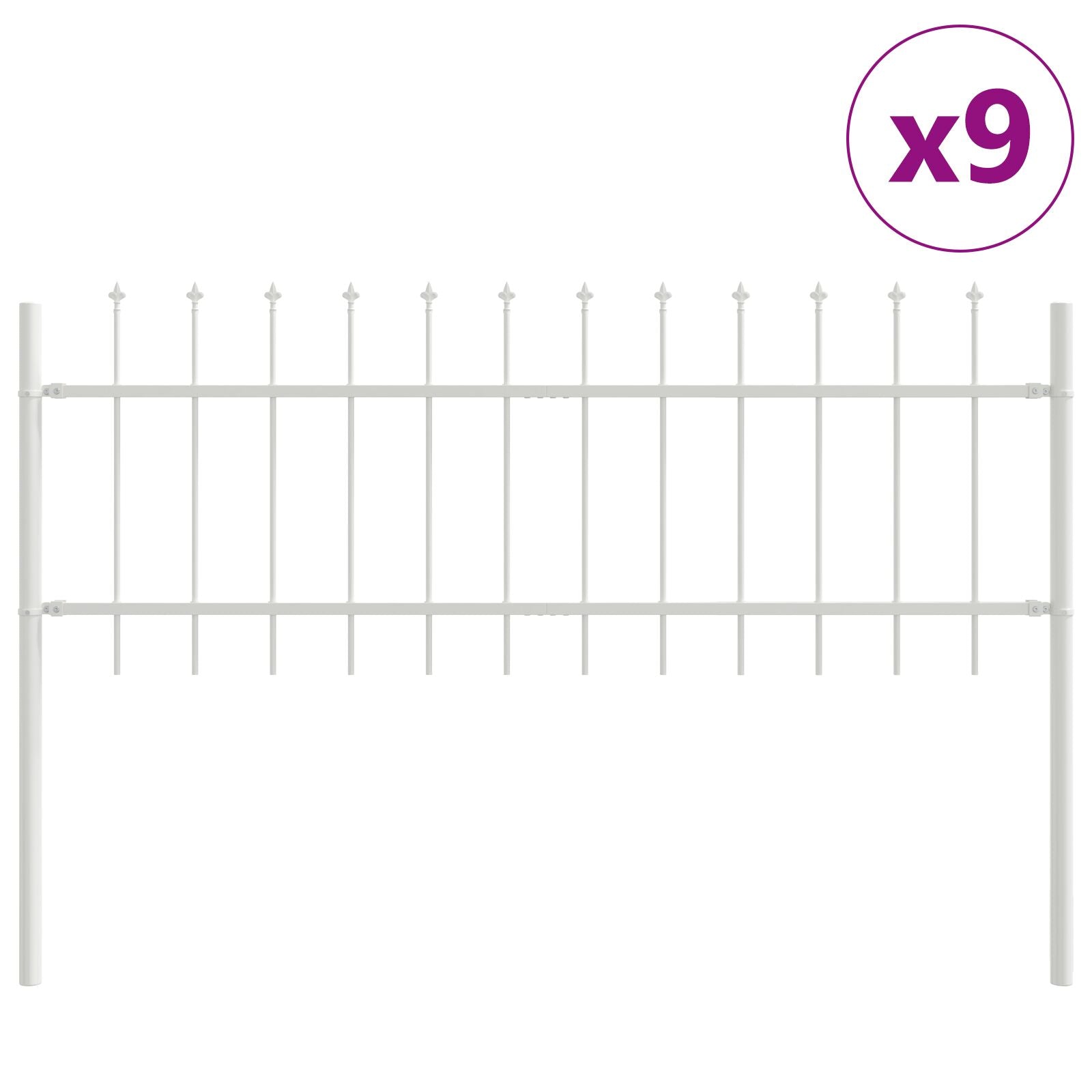Tuinafscheiding Met Speerpunt 15,3X Staal Wit 0,6 m 15,3 m