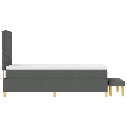 Boxspring Bed Met Matras & Bank Stof Donkergrijs 90 x 190 cm Lijnen ontwerp