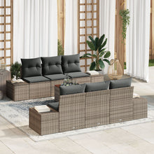 7 Delige Tuin Sofa Set Met Kussens Grijs Poly Rattan Acacia
