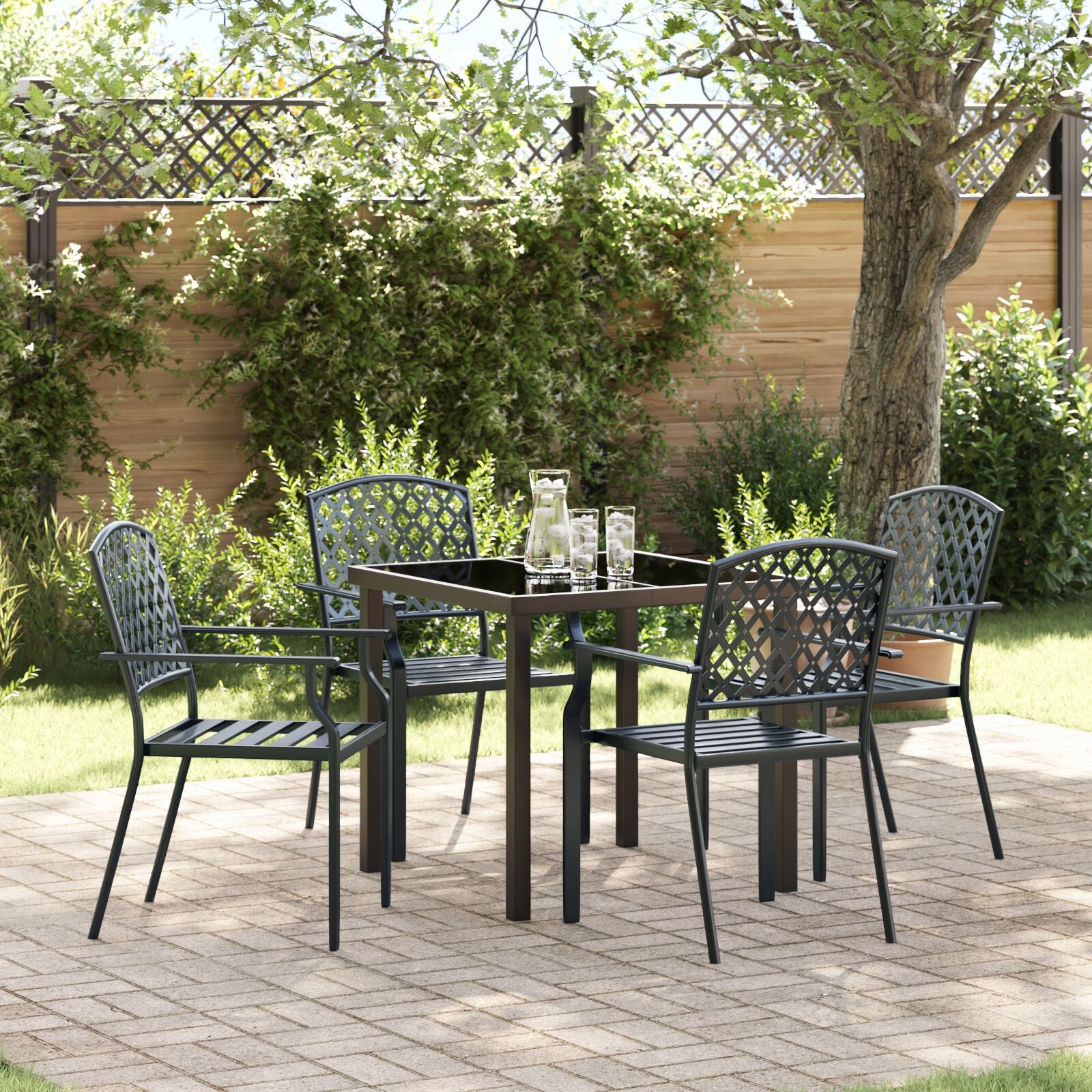 5 Delige Tuin Eetset Anthraciet Staal