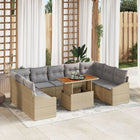 Tuin eetset 9 personen beige poly rattan