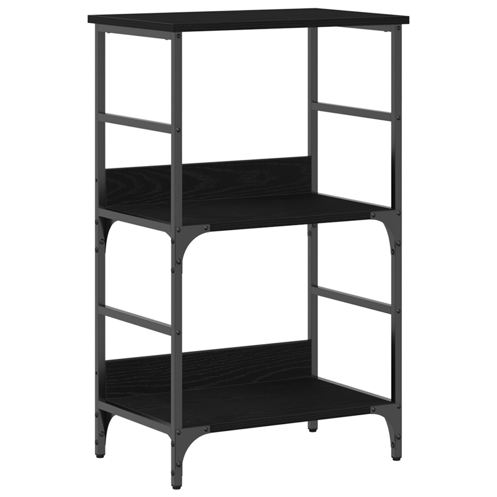 Boekenplank Zwart Eiken 50X33X82 Cm Geëngineerd Hout En Staal