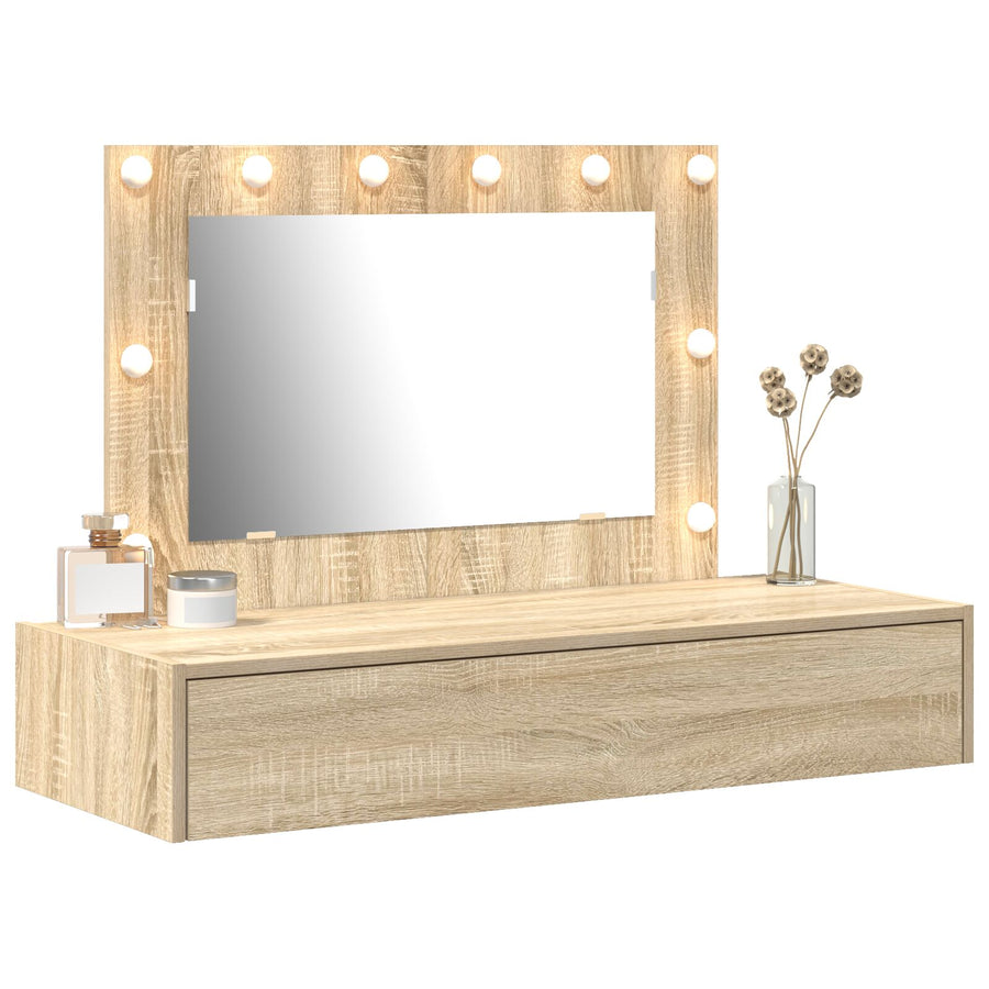 Wandgemonteerde Kaptafel Lichten In 100 x 40 x 70 cm Sonoma eiken met LED