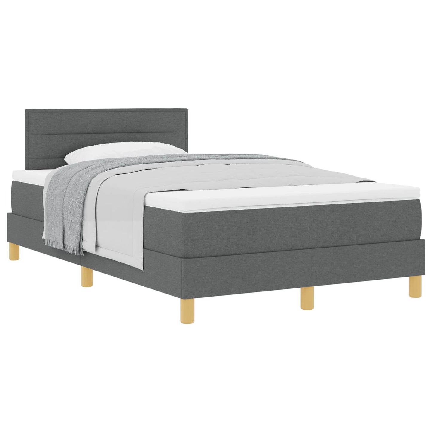 Boxspring Bed Met Matras Stof Donkergrijs 120 x 200 cm Lijnen ontwerp