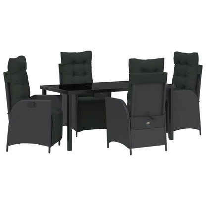 5-Delige Tuin Eet Set Zwart Poly Rattan