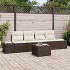 Garden Sofa Set with cushions 5 pcs Brown and Cream poly rattan