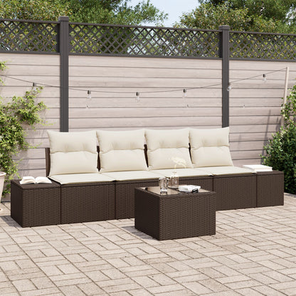 5-Delige Tuinbank Set Met Kussens Bruin Poly Rattan