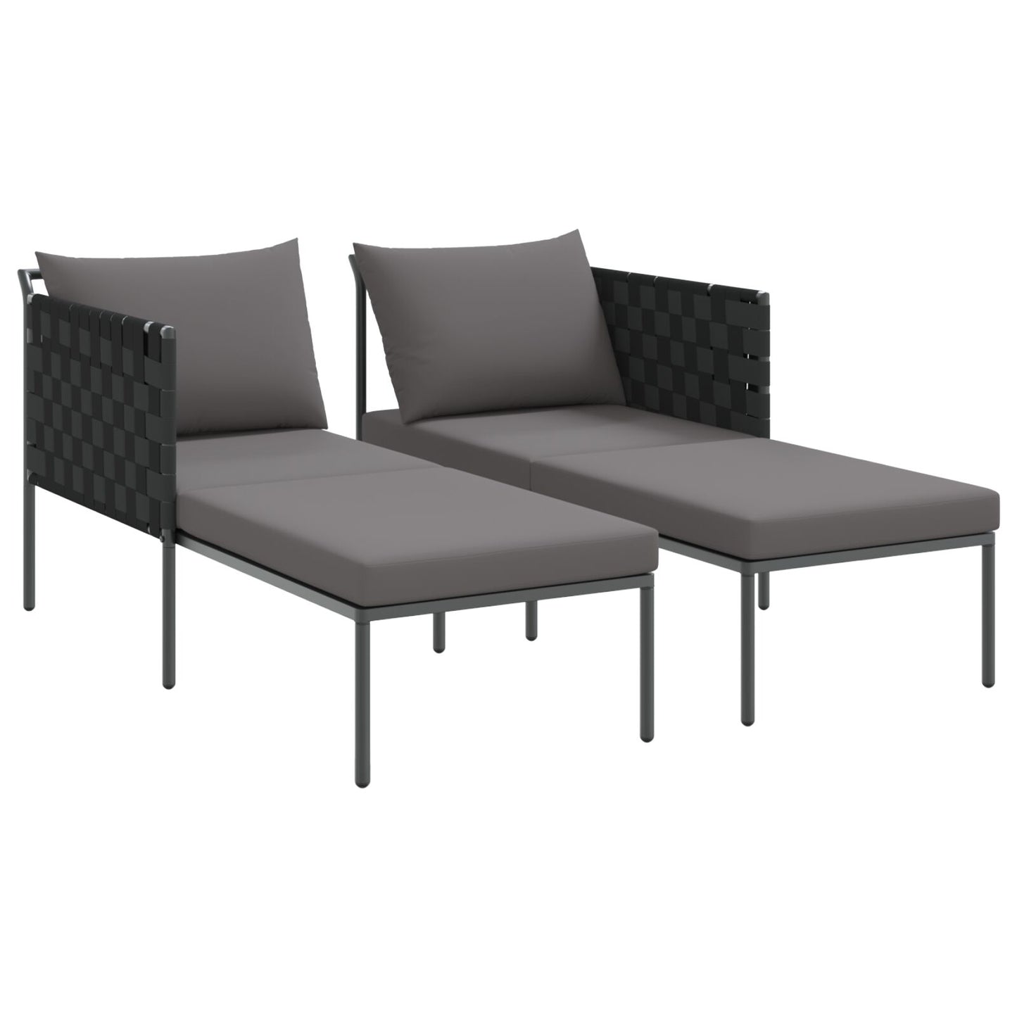 Zonnebed Met Kussens Voor 2 Personen Antraciet 115X153X69,5 Cm Staal Donkergrijs