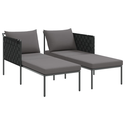 Zonnebed Met Kussens Voor 2 Personen Antraciet 115X153X69,5 Cm Staal Donkergrijs