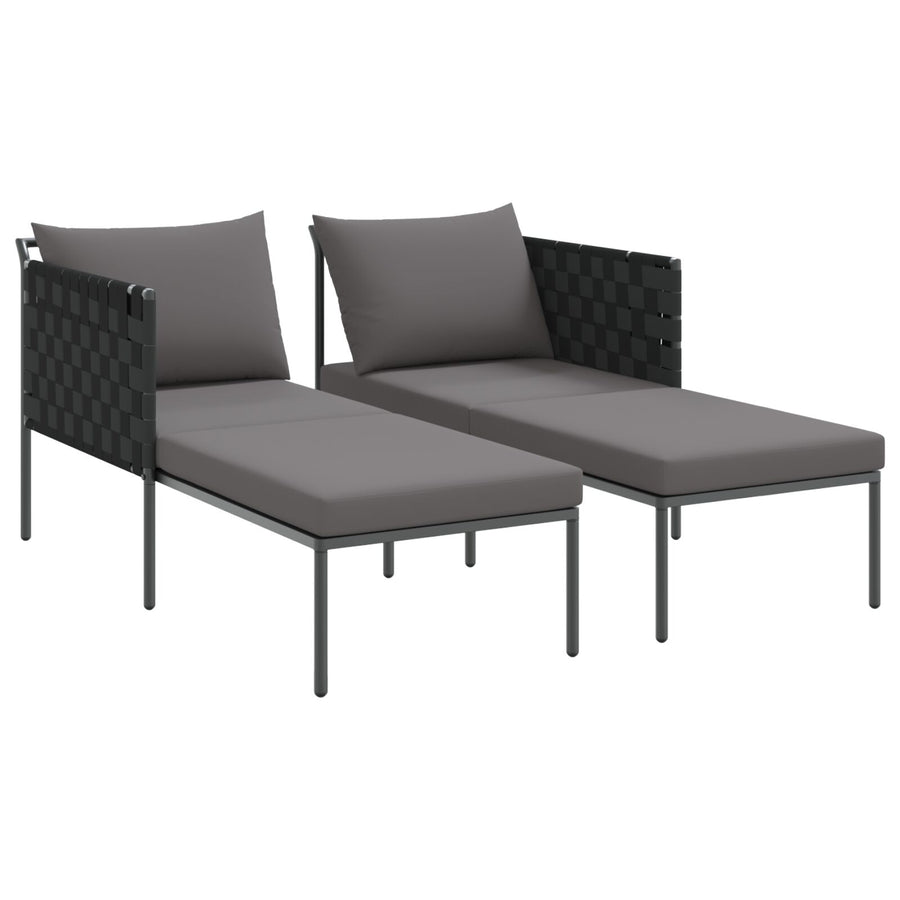 Zonnebed Met Kussens Voor 2 Personen Antraciet 115X153X69,5 Cm Staal Donkergrijs