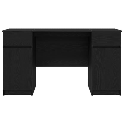 Bureau Zwart Eiken 140X49X76 Cm Bewerkt Hout