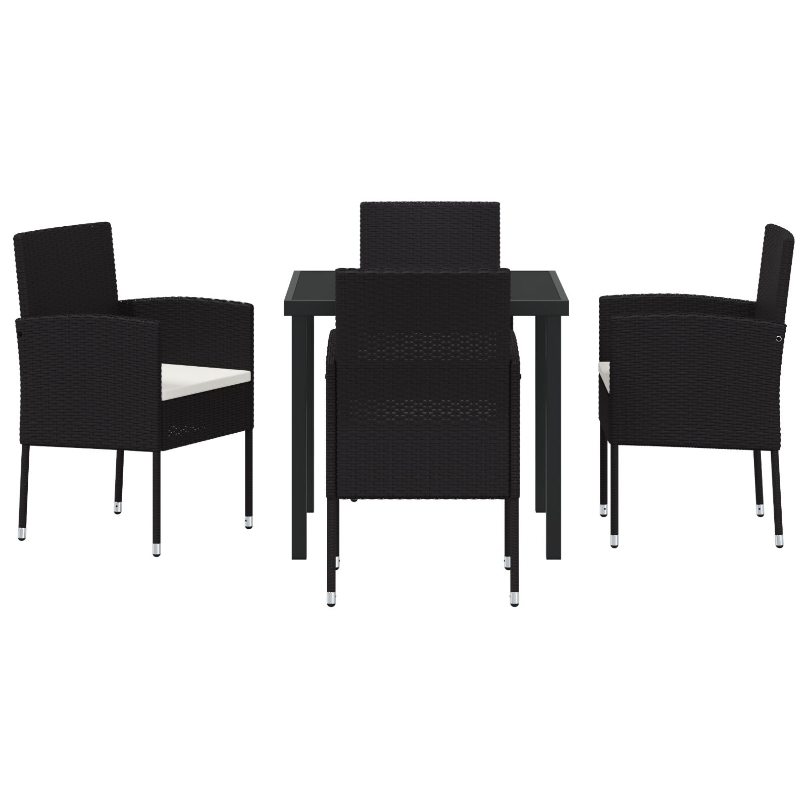 5-Delige Tuindining Set Met Kussens Zwart Poly Rattan