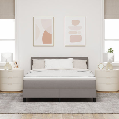 Bedframe Met Matras Lichtgrijs Stof 140 X 200 Cm Bedmatras Blauw