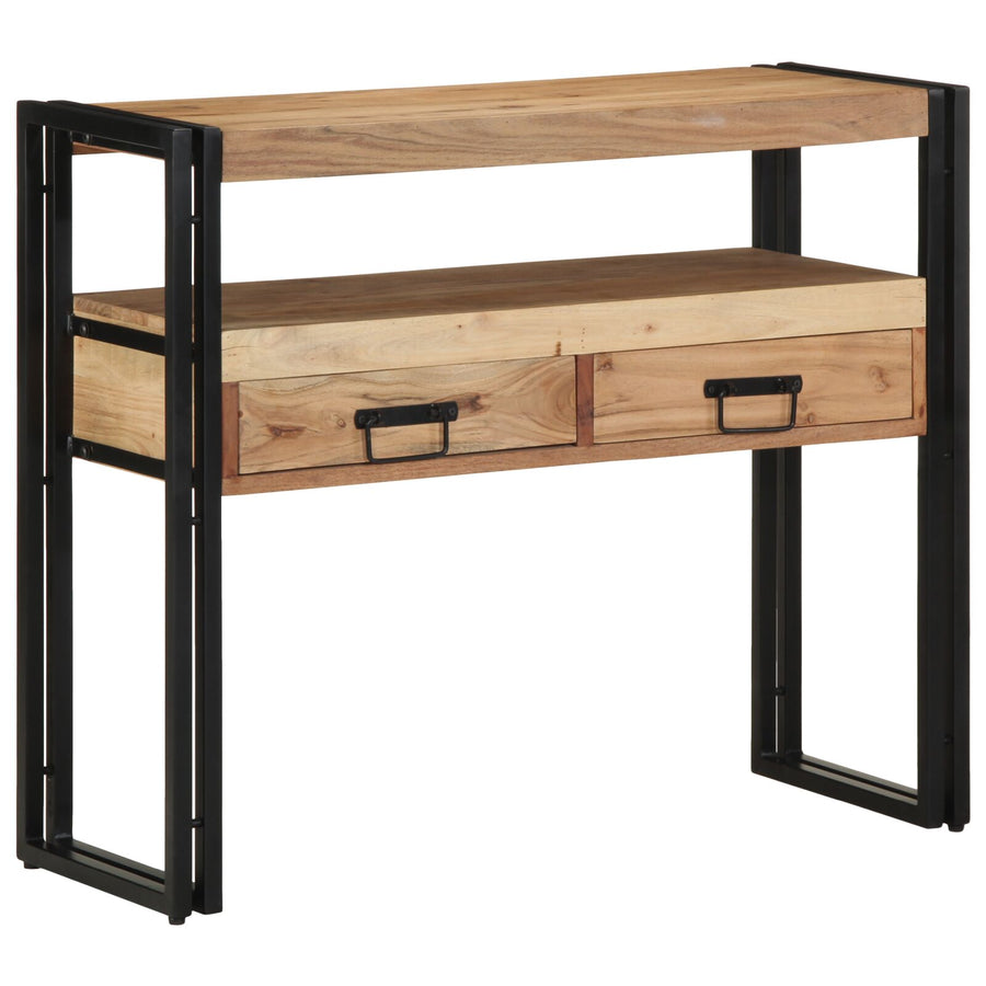 Console Tafel Zwart En Metaal 90 x 33 x 75 cm Massief acaciahout