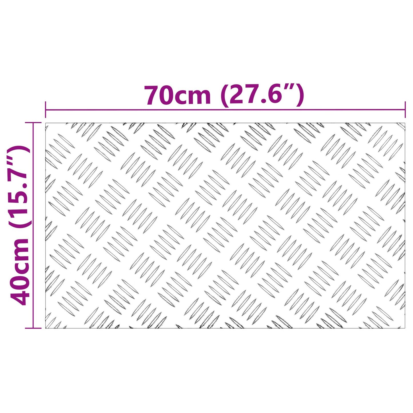Aluminium Checker Platen 2 Stuks Antislip 70X40 Cm 70 x 40 x 0.3 cm Rechthoekig