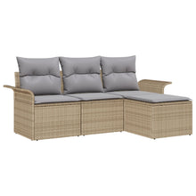 4-Delige Tuin Sofa Set Met Kussens Beige Poly Rattan