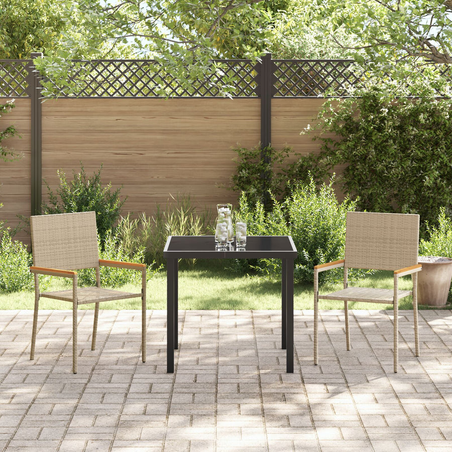 Stapelbare Tuinstoelen Met Kussens 2 Stuks Poly Rattan Beige Riet