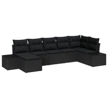 Tuin Sofa Set Set Van 7 Zwart Poly Rattan, Polyester Kussens