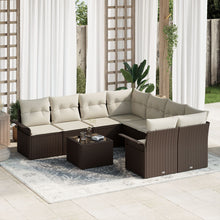 9-Delige Tuinsofa Set Met Kussens Bruin Poly Rattan