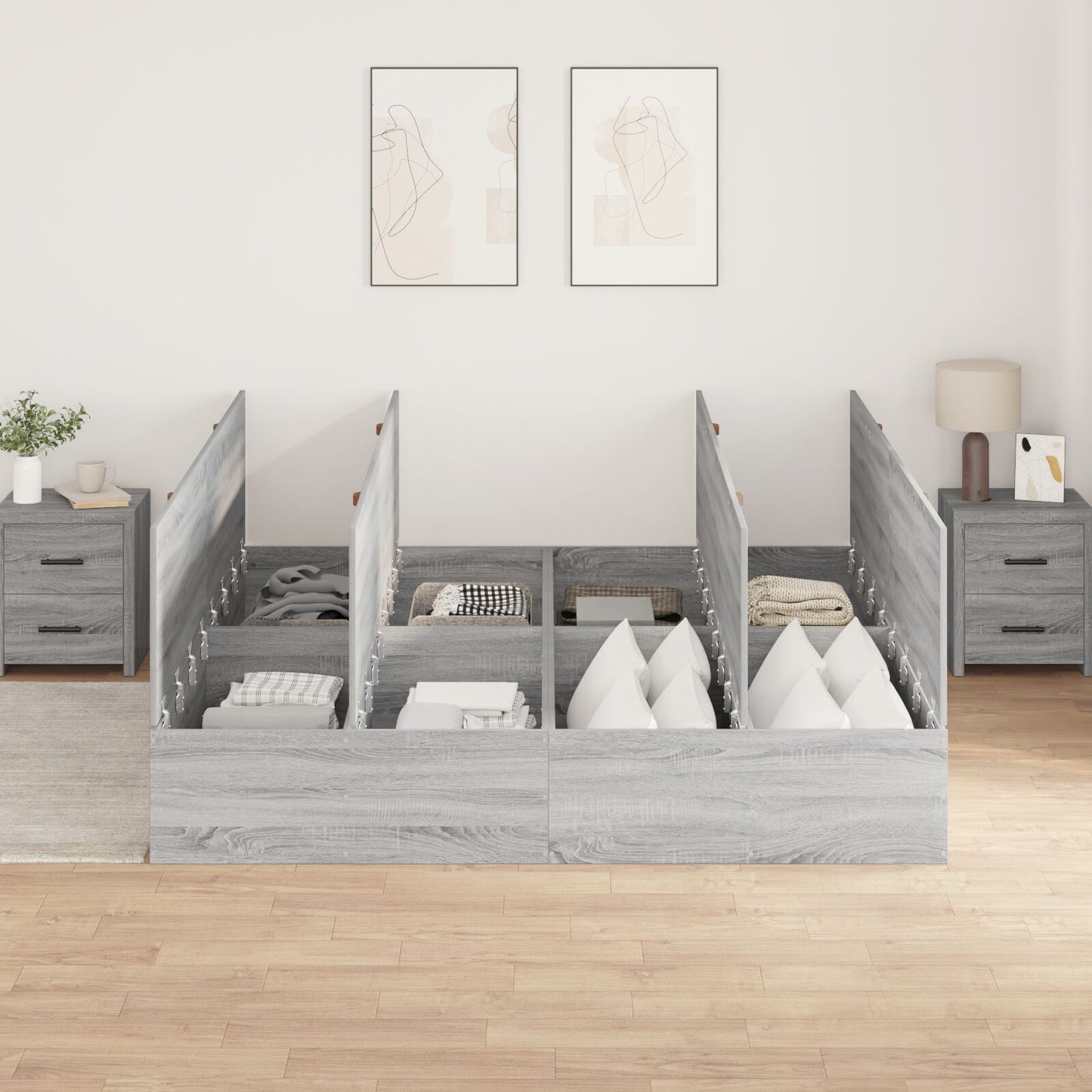 Opbergbedframe Grijs Sonoma 200 x 200 cm