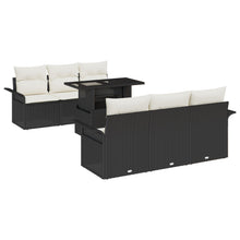 7-Delige Tuin Sofa Set Met Kussens Zwart Poly Rattan