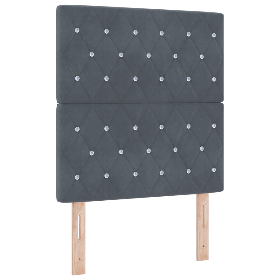 Hoofdbord Kristallen Knop Getuft Donkergrijs 80 cm Fluweel, vidaXL Hoofdbord Kristallen Knop Getuft Donkergrijs 160 cm Fluweel