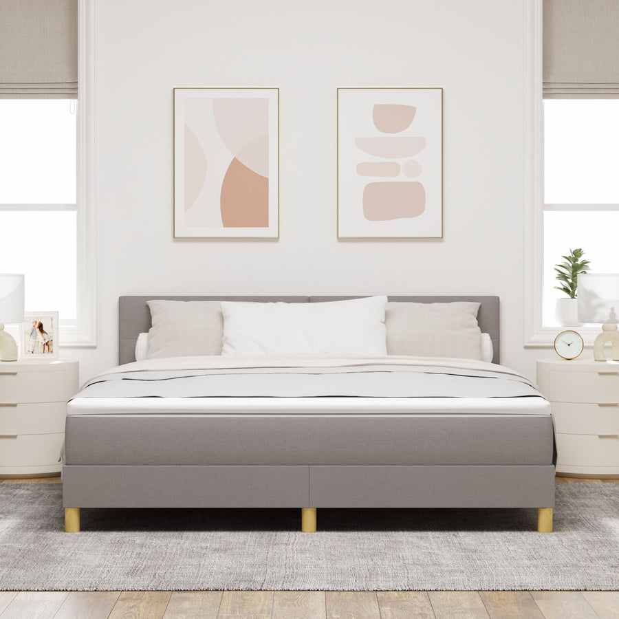 Boxspring Bed Met Matras Stof Taupe 180 x 200 cm Knoopgestikt