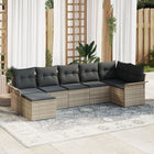 Garden Sofa Set with cushion 7 pcs Light Grey Poly rattan