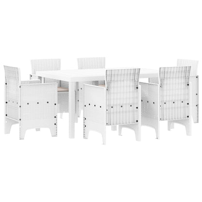7-Persoons Tuin Eetset Met Kussens Wit Poly Rattan
