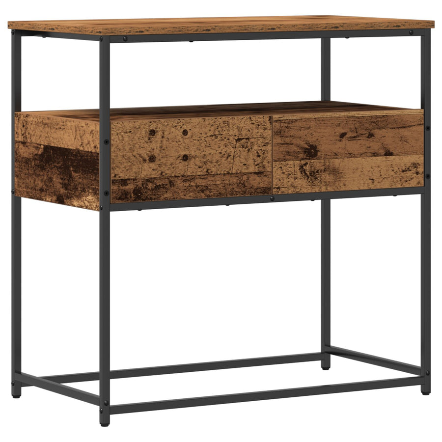 Console Tafel Oude Hout Engineered Hout En Staal Afsleten Hout 75 x 40 x 75 cm