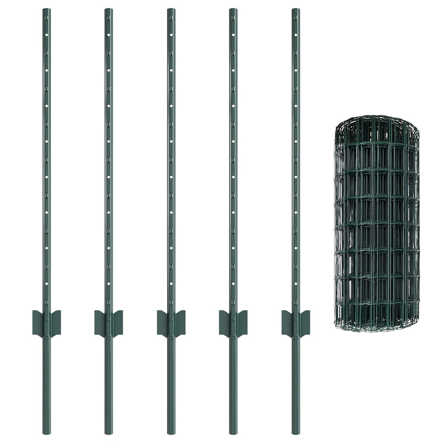 Euro Fence Met 5 U-Posts Groen 0.8X10 M Staal