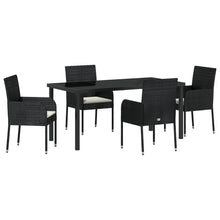 5-Delige Tuin Eetset Met Kussens Zwart Poly Rattan