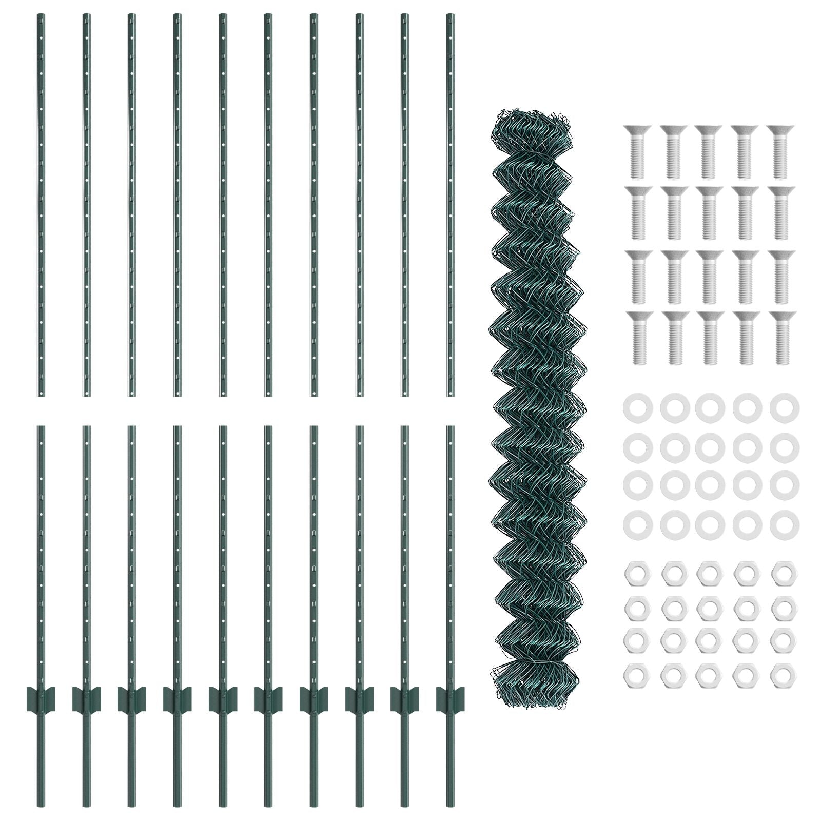 Kettinglinkhek Met 10 U-Palen Groen 1.6X10 M Staal