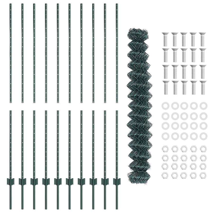 Kettinglinkhek Met 10 U-Palen Groen 1.6X10 M Staal